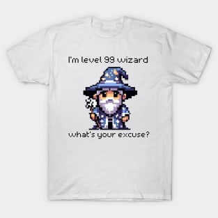 Level 99 Wizard Pixel Art T-Shirt